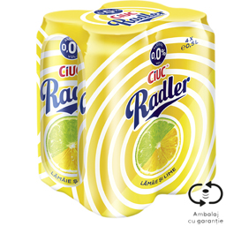 Ciuc Radler Bere Fara Alcool Cu Suc De Lamaie Si Lime 4x0.5l