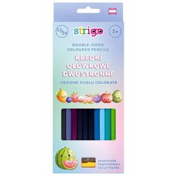 Strigo Set 12 Creioane Triunghiulare Dublu Colorate Cu Ascutitoare Inclusa, 24 Culori