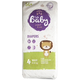 Cute Baby Scutece Pentru Copii, Maxi, Marimea 4, 8-16 Kg, 54 Bucati