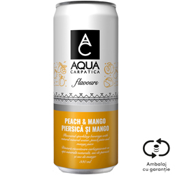 Aqua Carpatica Flavours Bautura Racoritoare Carbogazoasa Cu Suc De Piersica Si Mango 0.33l