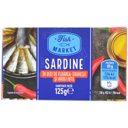 Fish Market Sardine In Ulei De Floarea Soarelui Si Ardei Iute 125g