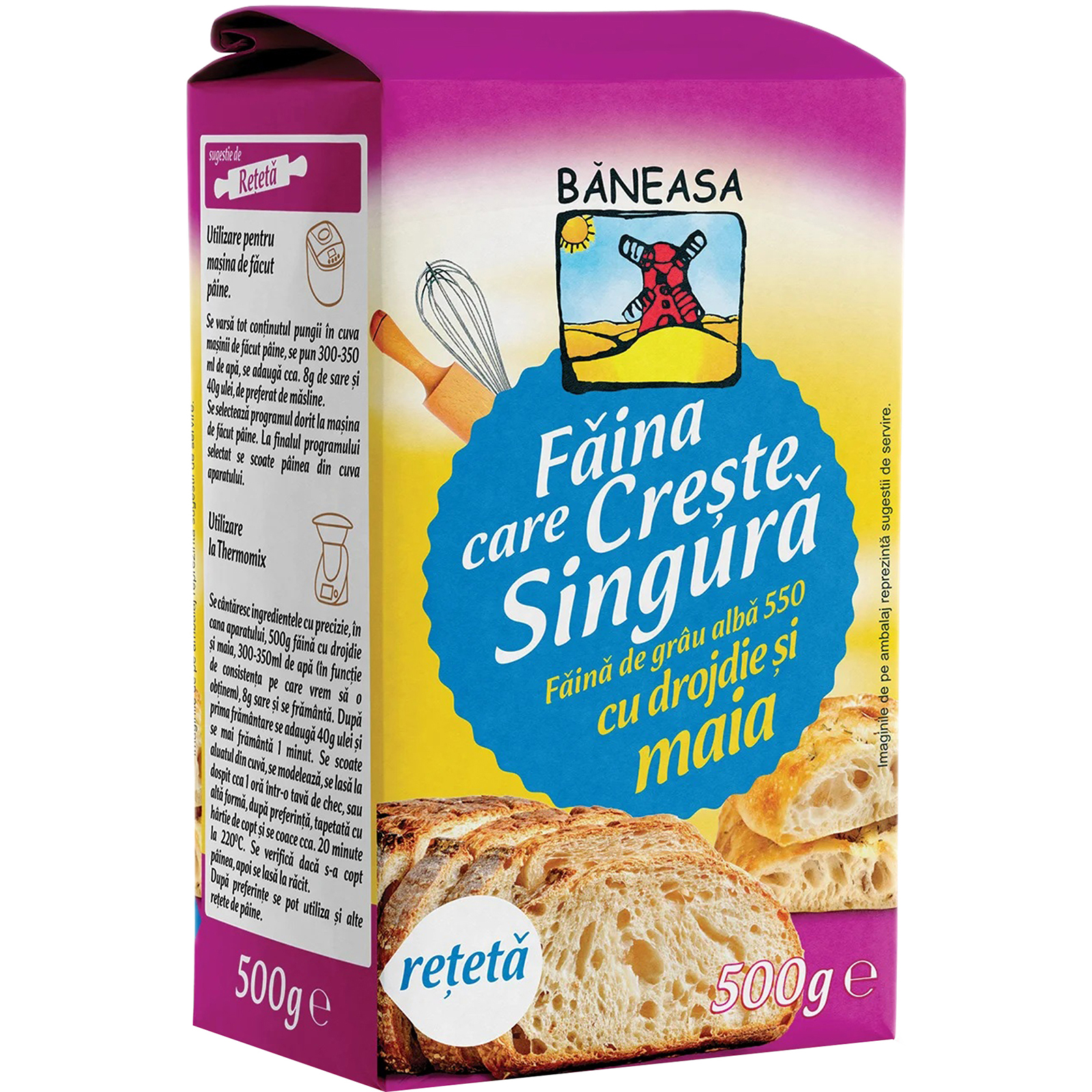 Faina de grau alba 550 cu drojdie si maia 500g