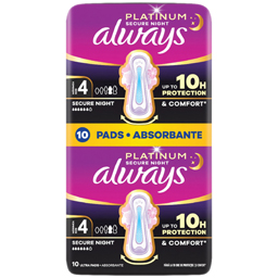 Always Absorbante Marimea 4 Secure Night, 10 Bucati