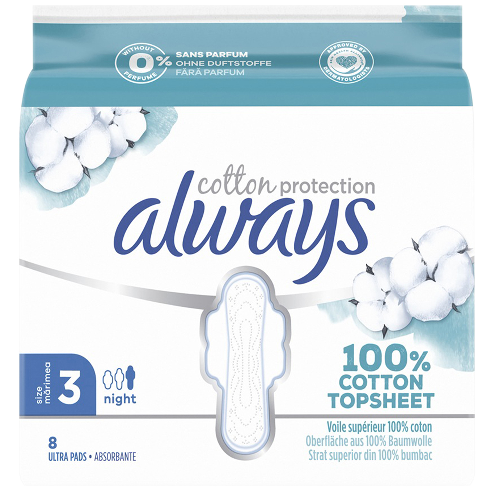 Absorbante Cotton Protection Ultra Night Marimea 3, 8 bucati
