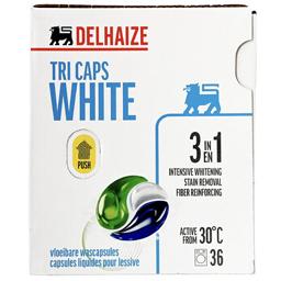 Delhaize Detergent Pentru Spalarea Rufelor Albe White Tri Caps, 36 Capsule