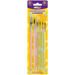 Strigo Set 6 Pensule De Pictura Cu Maner Din Lemn Pastelat, Marimi 2-12