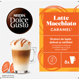 Nescafe Cafea Latte Macchiato Caramel, 8 Bauturi, 16 Capsule