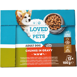 Loved By Pets Hrana Umeda Pentru Caini Adulti, Cu Vita, Pui, Curcan Si Legume, In Sos 12x100g