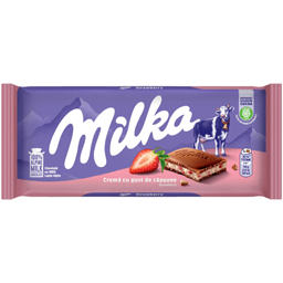 Milka Ciocolata Cu Lapte Alpin Cu Crema Cu Aroma De Capsune 100g