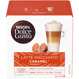 Nescafe Cafea Latte Macchiato Caramel, 8 Bauturi, 16 Capsule