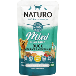 Naturo Hrana Umeda Pentru Caini Adult Mini, Cu Rata Si Orez 150g