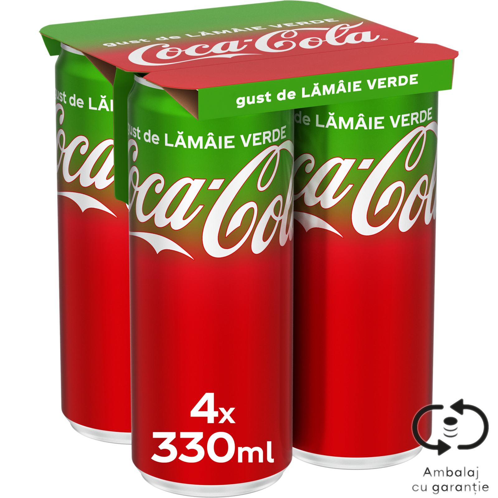 Bautura racoritoare carbogazoasa cu gust de lamaie verde 4x330ml