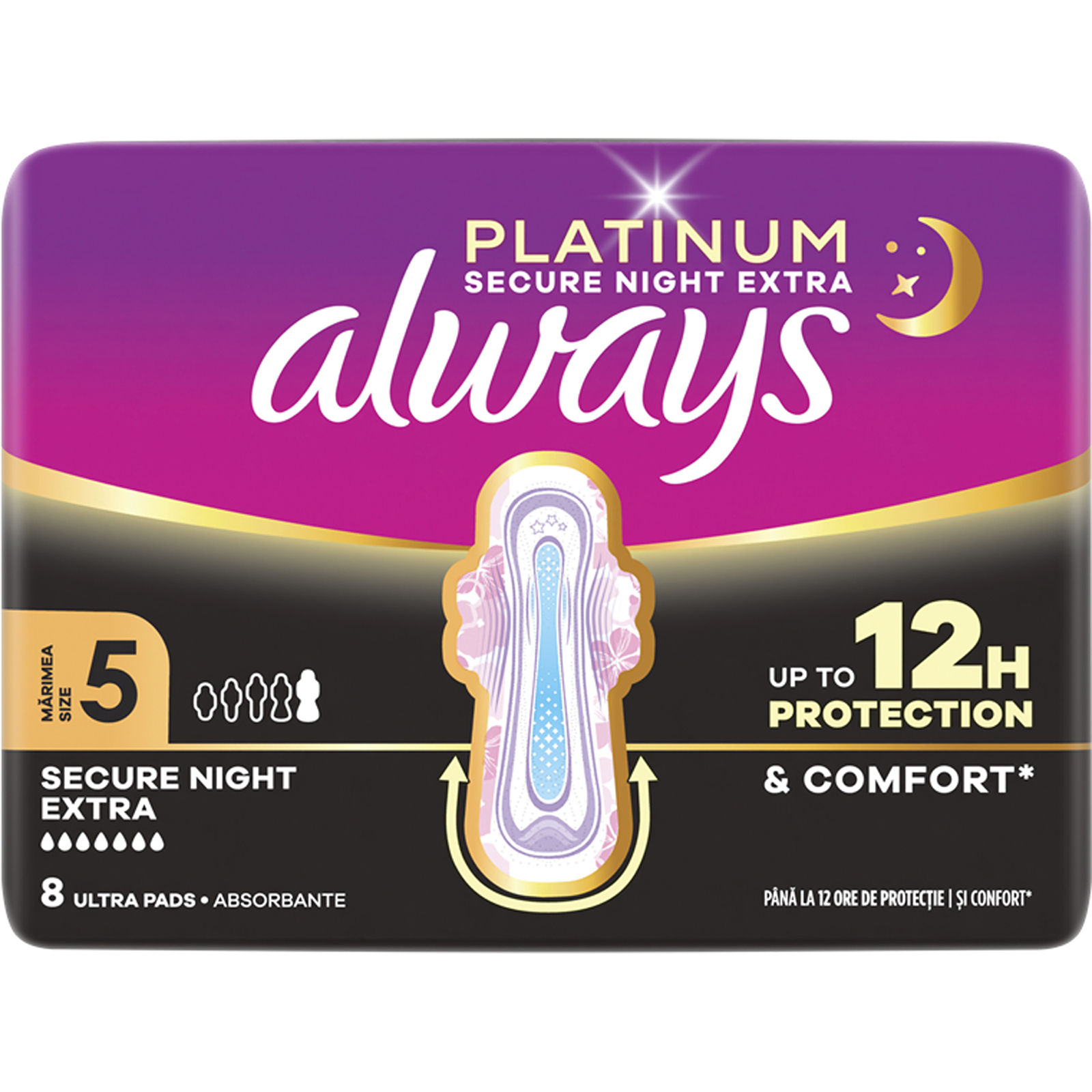 Absorbante Secure Night Extra, marimea 5, 8 bucati