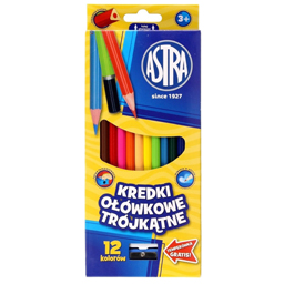 Astra Set 12 Creioane Colorate Triunghiulare Cu Ascutitoare