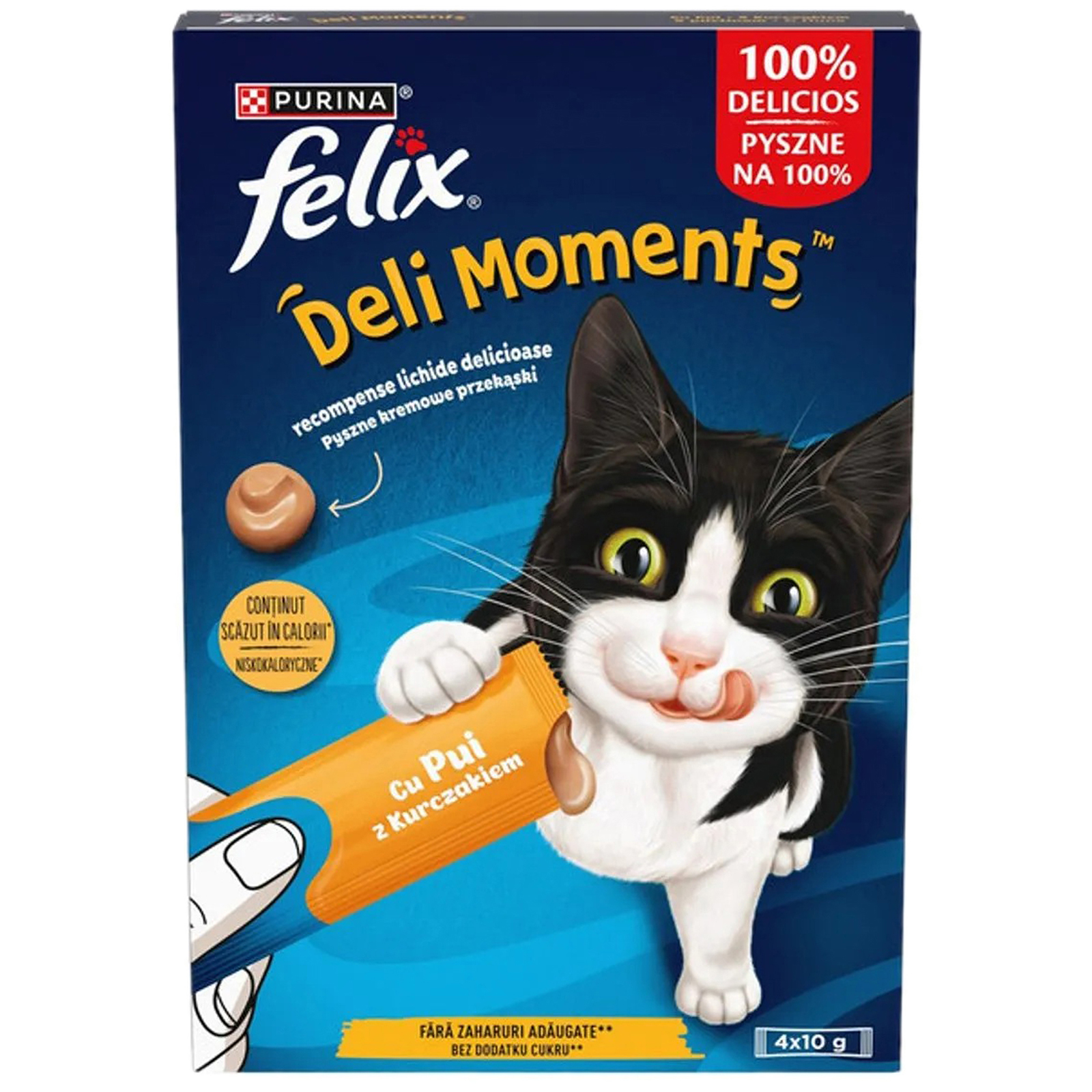 Recompense lichide pentru pisici, cu pui 4x10g