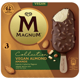 Magnum Inghetata Vegan, De Vanilie Cu Glazura De Ciocolata Si Migdale 3x90ml