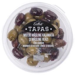 Excellent Mix De Masline Kalamata Si Masline Verzi Marinate Cu Usturoi, Lamaie Si Busuioc 150g