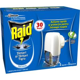 Raid Aparat Electric Impotriva Tantarilor Cu Rezerva Lichida, Fara Miros, Pentru 30 De Nopti 21ml