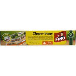 Fino Pungi De Uz Casnic Cu Fermoar Dublu, 3l, 12 Buc.