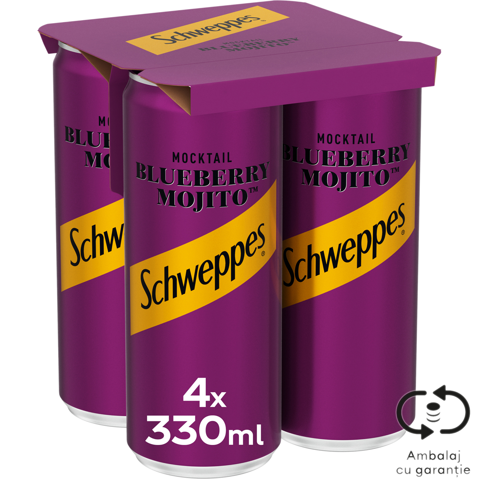 Bautura racoritoare carbogazoasa cu gust de citrice, menta, rom si afine 4x330ml