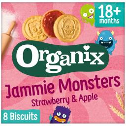 Organix Biscuiti Ecologici Cu Umplutura De Capsuni Si Mere, 18+ Luni 64g