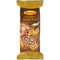 Boromir Cozonac Insiropat Cu Sirop De Vanilie, Crema Cu Nuci Si Cacao 550g