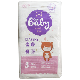 Cute Baby Scutece Bebelusi Marimea 3, 5-9 Kg, 62 Buc
