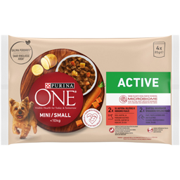Purina One Hrana Umeda Pentru Caini Cu Vita Si Rata, In Sos 4x85g