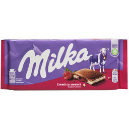 Milka Ciocolata Cu Lapte Cu Crema Cu Zmeura 100g
