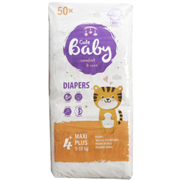 Cute Baby Scutece Pentru Copii, Maxi Plus, Marimea 4+, 9-18 Kg, 50 Bucati