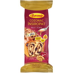 Boromir Cozonac Insiropat Cu Sirop De Vanilie, Crema Cu Nuci Si Cirese 550g