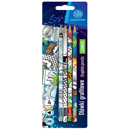 Astra Set 4 Creioane Grafit Hb Triunghiulare Comics