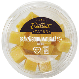 Excellent Branza Gouda Maturata 48+, Cuburi 120g