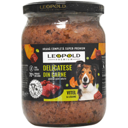 Delicatese din carne pentru caini adulti, vitel si legume 500g
