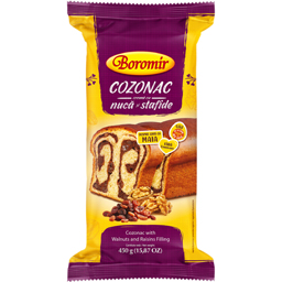Boromir Cozonac Cu Crema Cu Nuci Si Stafide 450g