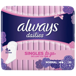 Always Dailies Absorbante Zilnice Normal To Go, 20 Bucati
