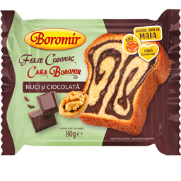Boromir Felie De Cozonac Cu Crema Cu Nuci Si Ciocolata 80g