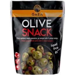 Gaea Snack Cu Masline Verzi, Fara Samburi, Cu Chili Si Piper Negru 65g