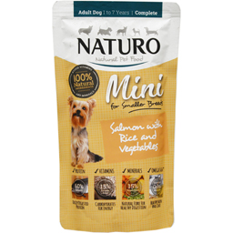 Naturo Hrana Umeda Pentru Caini Adult Mini, Cu Somon Si Orez 150g