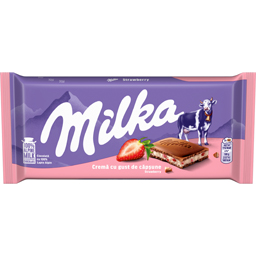 Milka Ciocolata Cu Lapte Alpin Cu Crema Cu Aroma De Capsune 100g