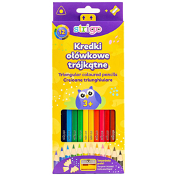 Strigo Set 12 Creioane Colorate Triunghiulare Cu Ascutitoare Inclusa