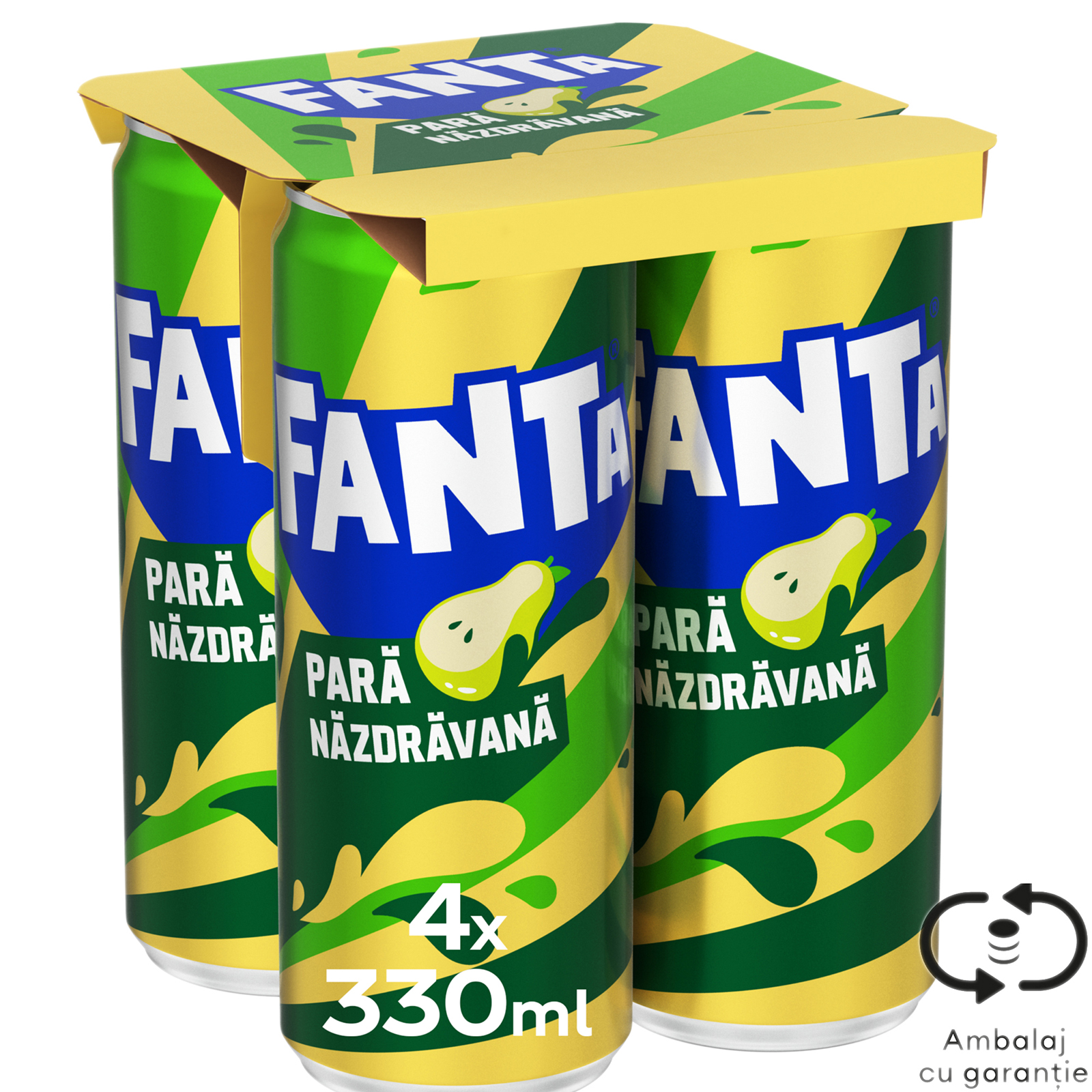 Bautura racoritoare carbogazoasa cu suc de pere 4x330ml