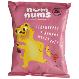 Num Nums Pufuleti Bio Cu Capsuni Si Banane +6 Luni 20g