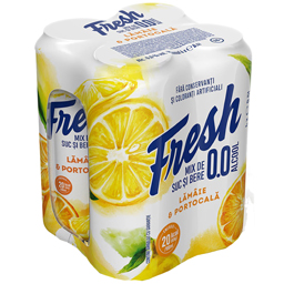 Fresh 0.0 Bere Fara Alcool Cu Suc De Lamaie Si Portocale 4x0.5l