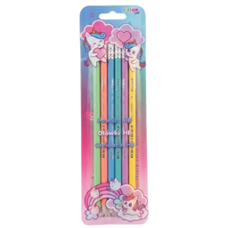 Strigo Set 6 Creioane Grafit Hb Cu Radiera, Model Unicorni