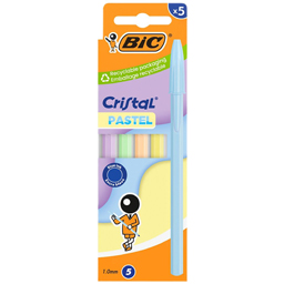 Bic Pixuri Cu Bila Cristal Pastel, Varf 1.0 Mm, Cerneala Albastra, Set 5 Bucati