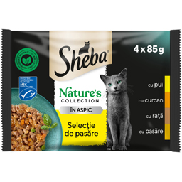 Sheba Hrana Umeda Pentru Pisici Adulte, Cu Carne De Pasare In Aspic 4x85g