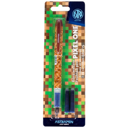 Astra Stilou Scolar Cu Patron Pixel One Minecraft, Penita Cu Varf De Iridiu, 3 Rezerve, Diverse Modele