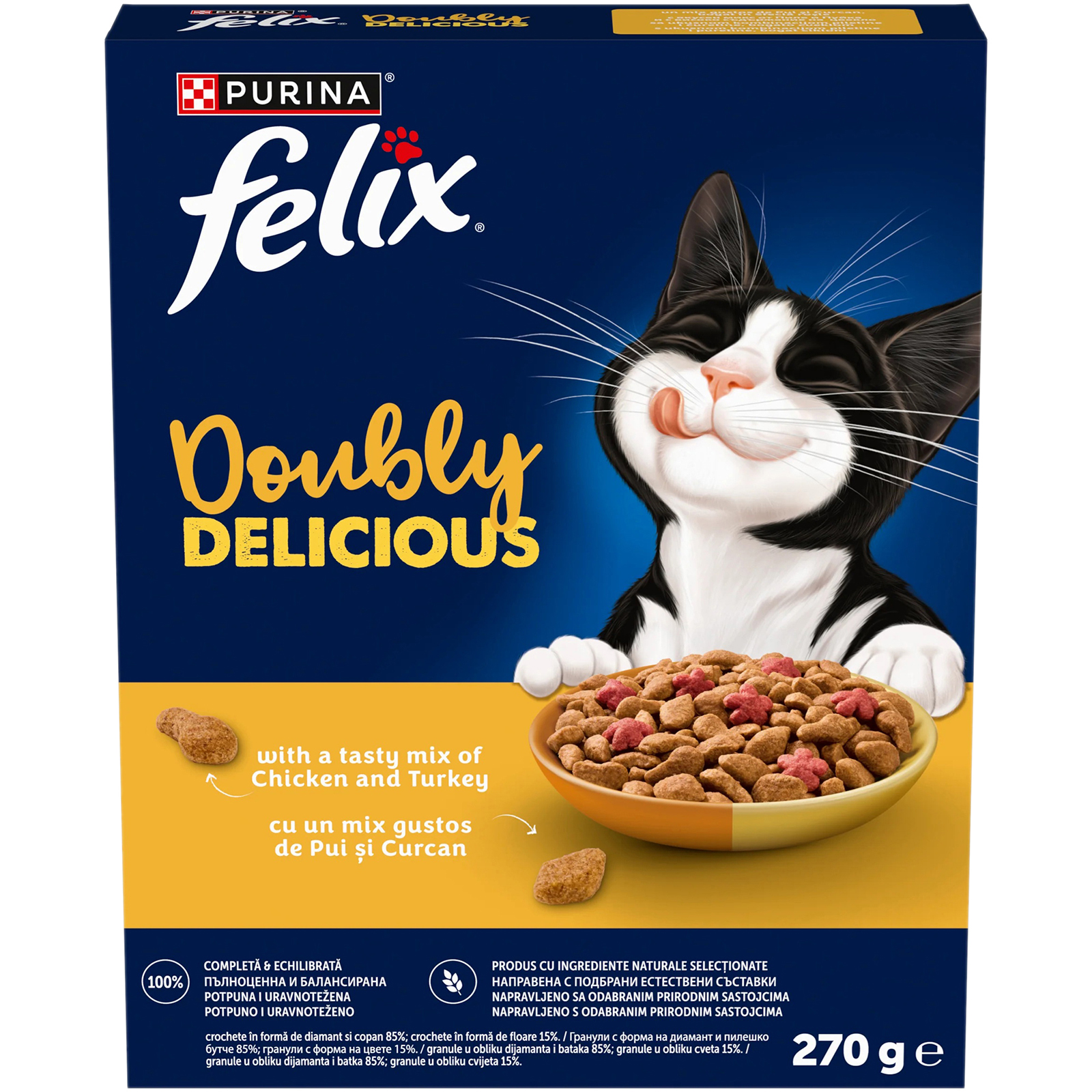 Hrana uscata pisici adulte, cu pui si curcan 270g