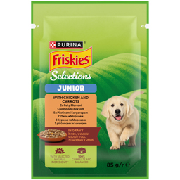Friskies Hrana Umeda Pentru Caini Junior, Pui Si Morcov In Sos 85g
